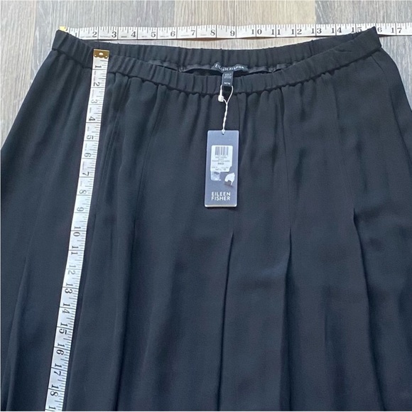 NWT Eileen Fisher Pure Silk Georgette Crepe Black Pleated Maxi Skirt - Picture 6 of 12